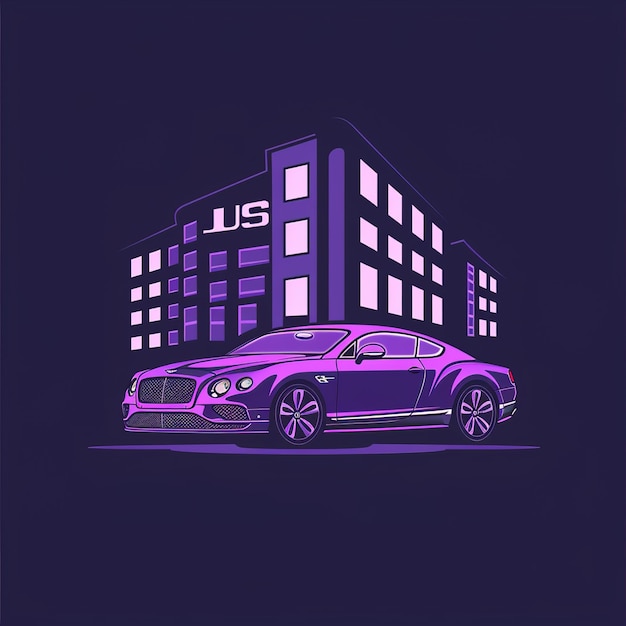 a purple car with the word u s on it