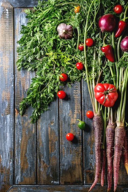 Purple carrot with vegetables