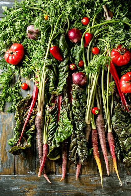 Purple carrot with vegetables