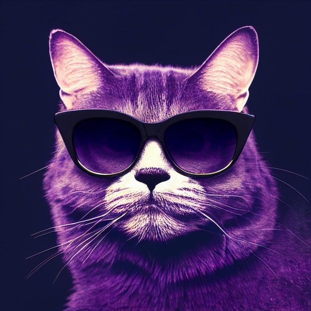 AIUSKS Cat Sunglasses Purple Pastel Aesthetic Profile Poster