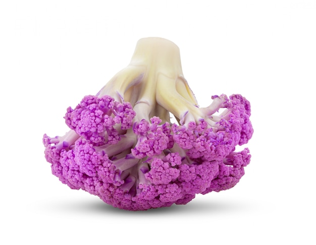 Purple cauliflower on white