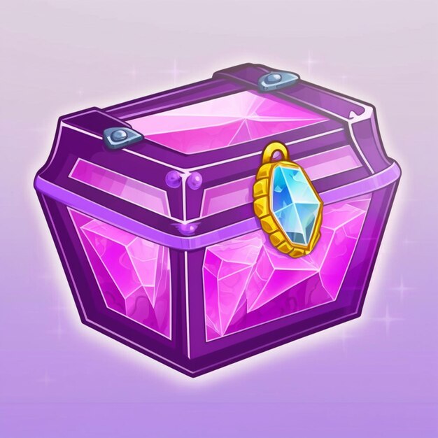 a purple chest with a gold lock and a diamond on top generative ai