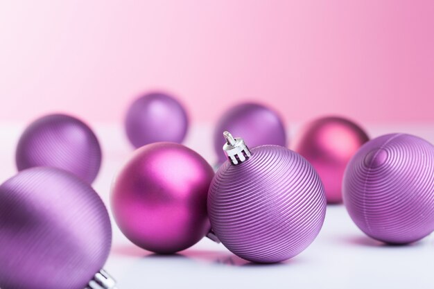 Purple christmas balls winter decoration