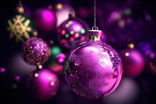 Purple Christmas decoration AI generated