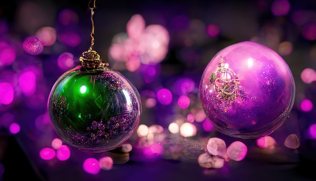 Purple Christmas decoration AI generated