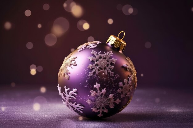 Purple Christmas Ornament with Snowflakes on it Generative AI