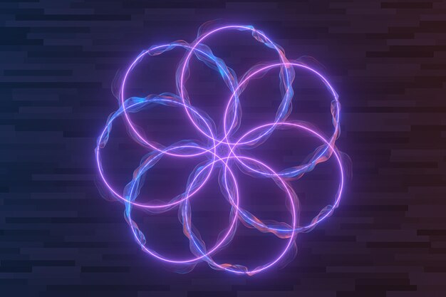 Purple circle laser line with dark background 3d rendering