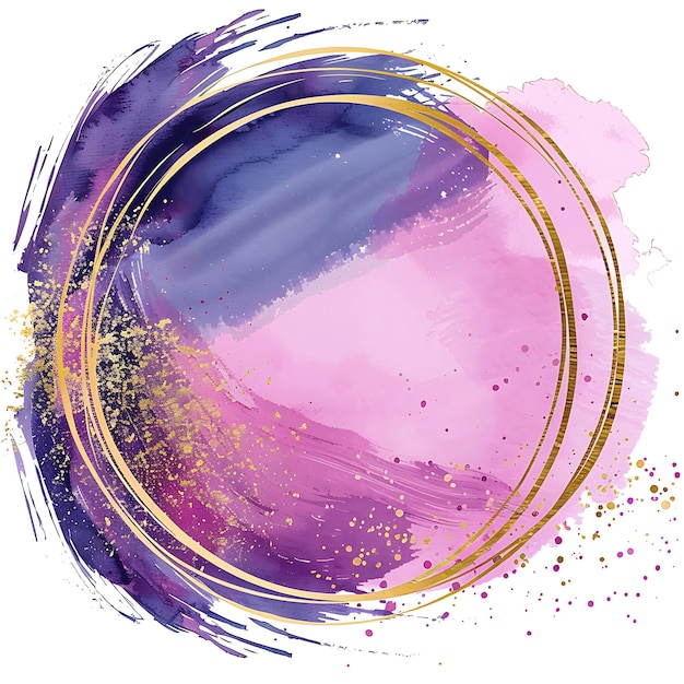 Foto un cerchio viola con uno sfondo viola e luccioli viola e rosa