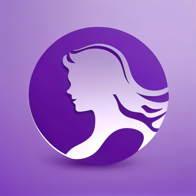 Photo a purple circle with a woman's face and the word women on it.