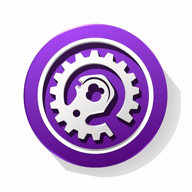 purple circular button with gears and a wrench inside generative ai