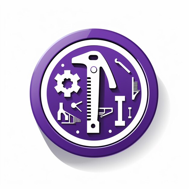 Photo purple circular button with a tool icon on it generative ai