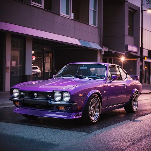 Purple classic car racing wallpaper