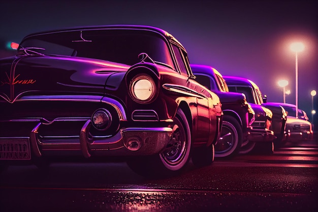 Purple classic car side view High quality illustration