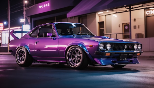 Purple classic custom car