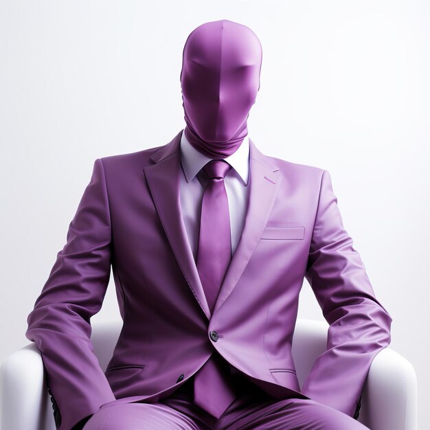 Purple clothes man on white background isolated high qual