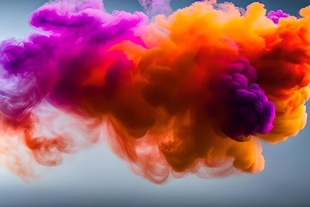 A purple cloud with purple and orange colors in the middle