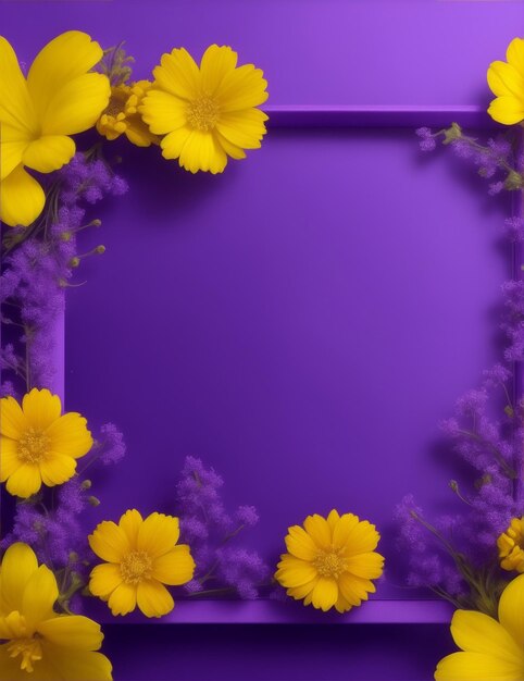 Purple color background with yellow flowers
