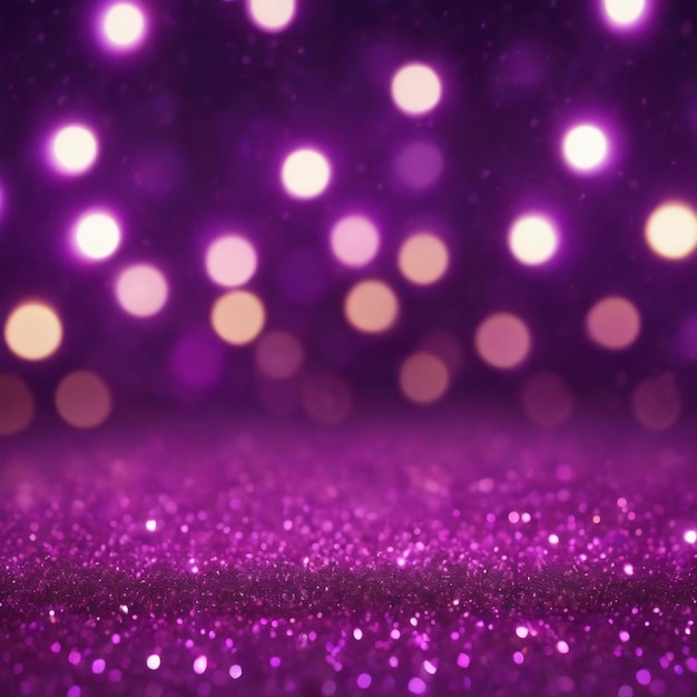 Purple color glitter vintage lights defocused purple lights background