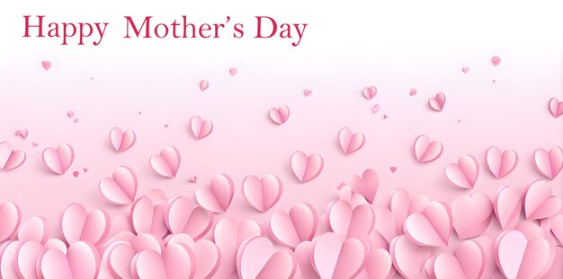 Photo purple color mother day banner paper hearts love design 3d background wallpaper