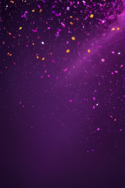Purple confetti flying in air