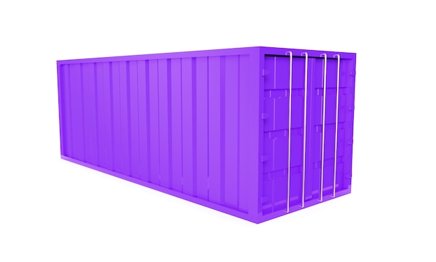 Фиолетовый контейнер, белый фон резки 3d визуализации
