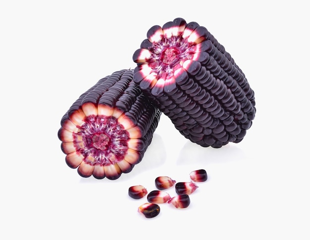 Purple corn isolated on white surface