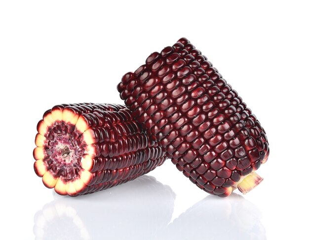 Purple corn (khaopodtamtimsiam) isolated on white wall