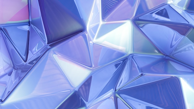 三角形の紫色の結晶の背景。 3Dレンダリング。