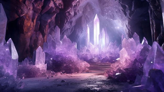 紫の水晶は階段を導く階段のある洞窟にあります - ガジェット通信 GetNews