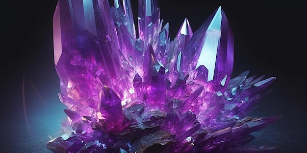 A purple crystals with the word amethyst on the bottom.