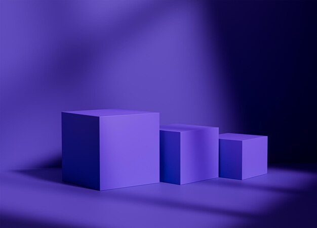 Photo purple cube podium or platform for mockup product display