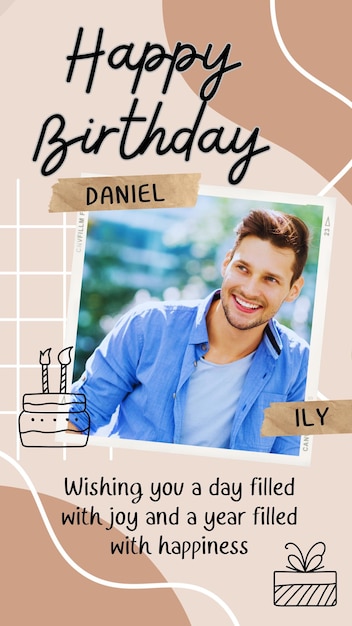 Purple Cute Minimalist Birthday Greeting Instagram Story 1