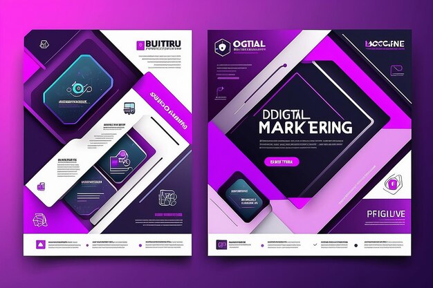 Photo purple digital marketing banner sign blochure flyer banner design digital marketing agency and corporate style