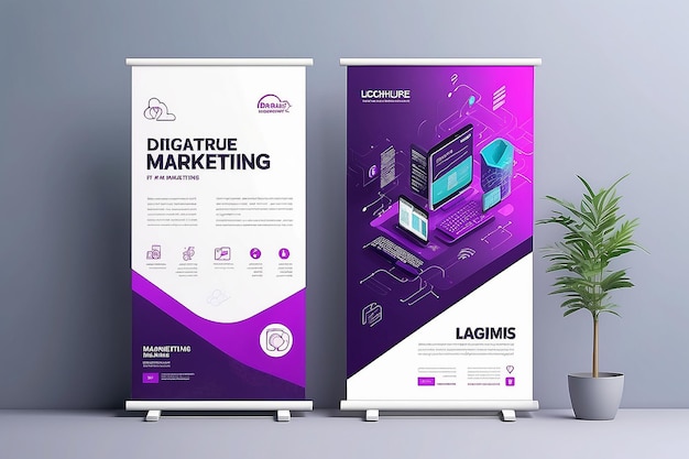 Purple Digital marketing banner sign blochure flyer banner design Digital marketing agency and corporate style