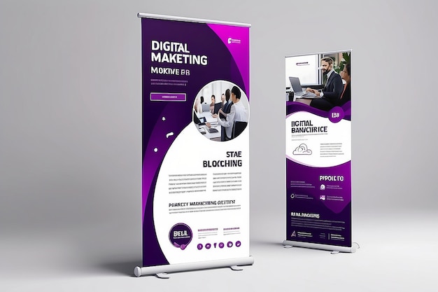 Purple Digital marketing banner sign blochure flyer banner design Digital marketing agency and corporate style