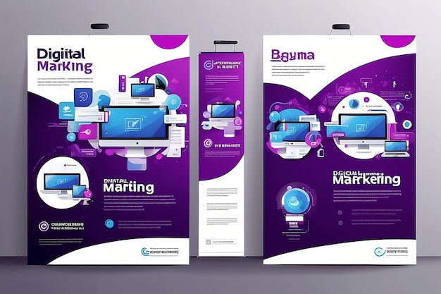 Photo purple digital marketing banner sign blochure flyer banner design digital marketing agency and corporate style