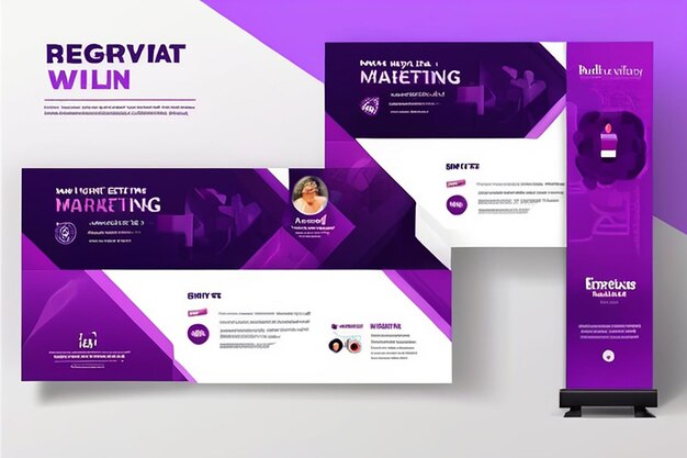 Photo purple digital marketing banner sign blochure flyer banner design digital marketing agency and corporate style