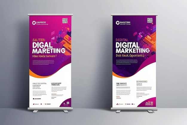 Photo purple digital marketing banner sign blochure flyer banner design digital marketing agency and corporate style