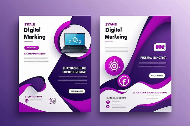 Purple digitale marketing banner teken brochure flyer banner ontwerp Digitale marketing agentschap en bedrijfsstijl