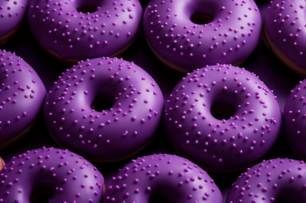 Purple donuts breakfast Glazed sugar Generate Ai