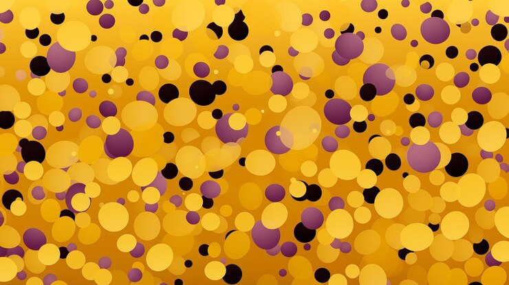 Photo purple dots circles balls on yellow background abstract image texture pattern wallpaper cover