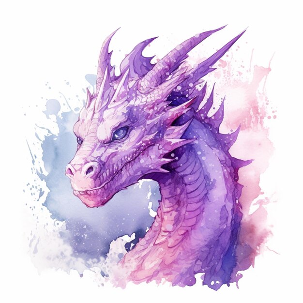 purple dragon with blue eyes and a pink mane generative ai