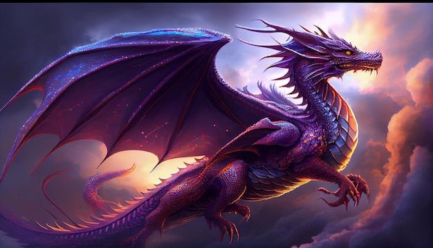 Photo a purple dragon with a purple dragon on its head