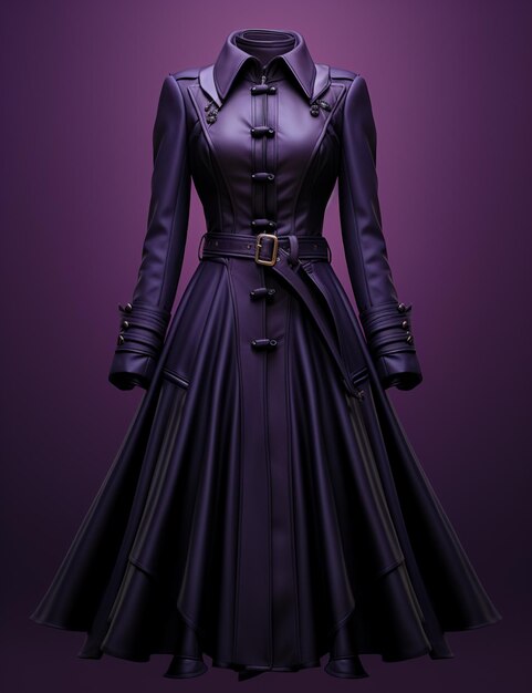 写真 黒いベルトと襟付きの紫色のドレスの生成 ai
