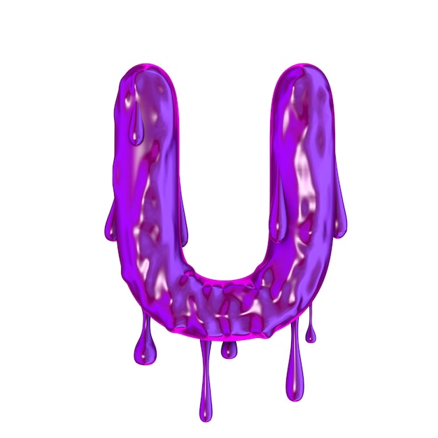 Фиолетовая капающая слизь хэллоуин заглавная буква U 3D Render