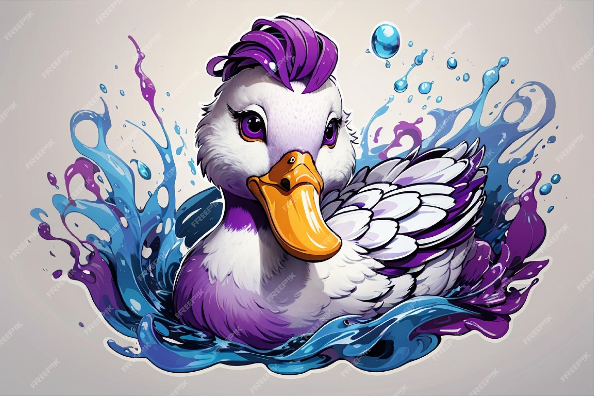 Premium Photo | Purple duck mascot design