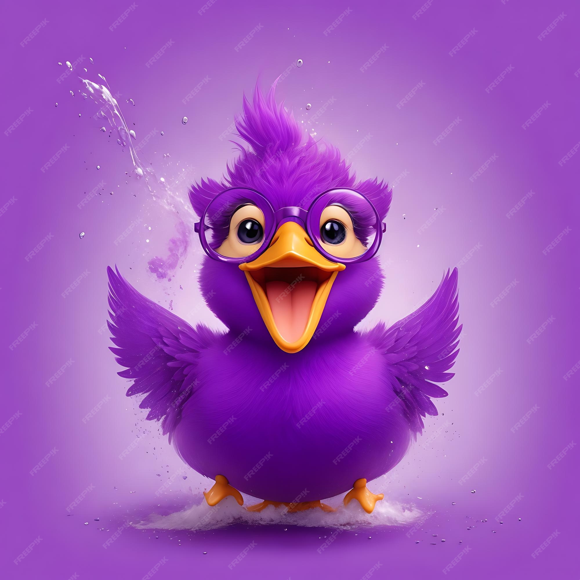 Premium Photo | A purple duck with a purple beak and yellow beak is in