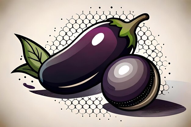 Photo a purple eggplant with a green leaf on it