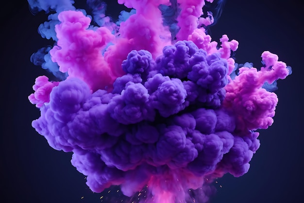 Purple explosion smoke isolated on transparent background