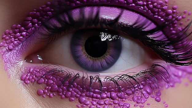 写真 ガーバーの花と紫のアイメイク